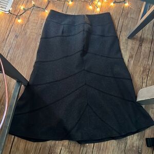 Size 4 Melanie Lyne Dark Grey Flared Motif MIDI Skirt